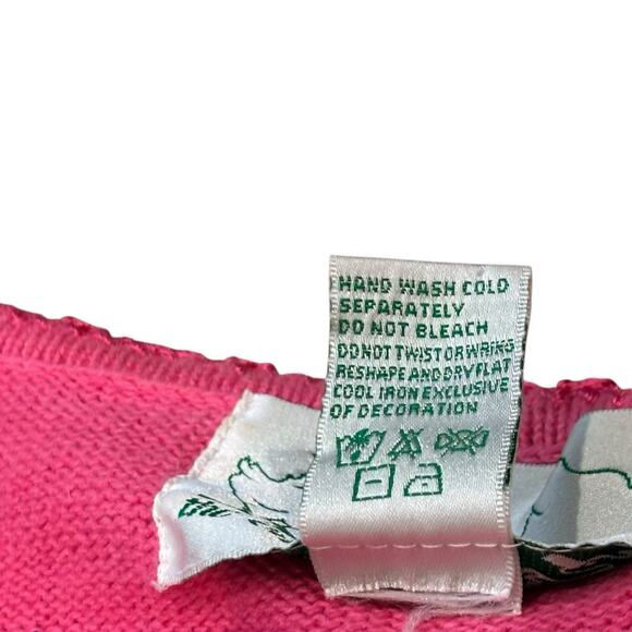 Quacker Factory Pink Ocean Sailboat Palm Tree Sequined Cardigan Sweater 1X* - Picture 6 of 7